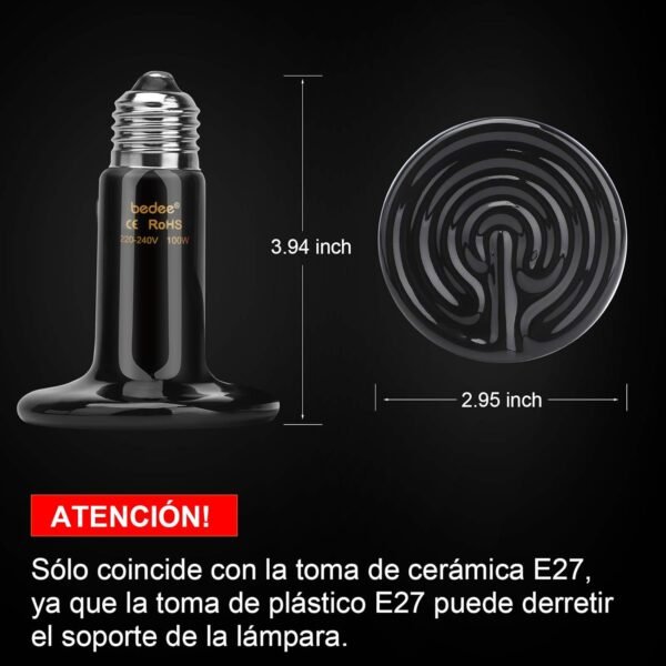 Lámpara de calor cerámica para reptiles - Imagen 2
