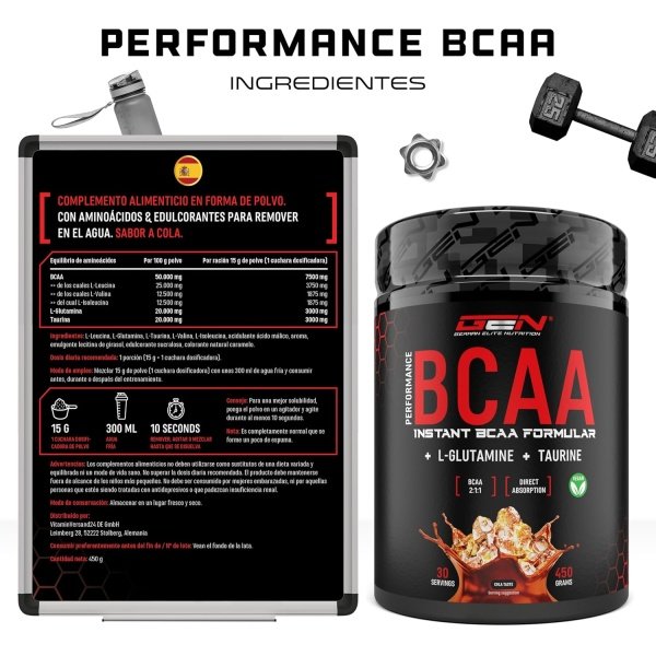 BCAA Aminoácidos Veganos - Sabor Cola - Ratio 2:1:1 - Imagen 3