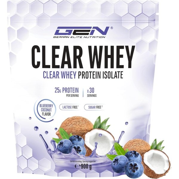 Clear Whey Aislado Proteico 900g Sabores Frutales (Arándano-Coco)
