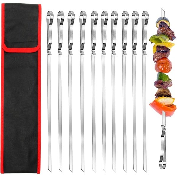 10 Piezas Brochetas Barbacoa de Acero Inoxidable