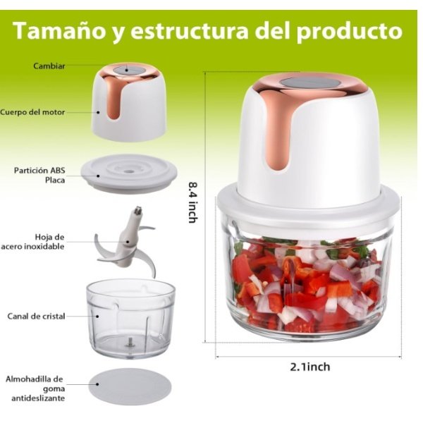Picadora Eléctrica USB 1300ml – Potente y Compacta - Imagen 3